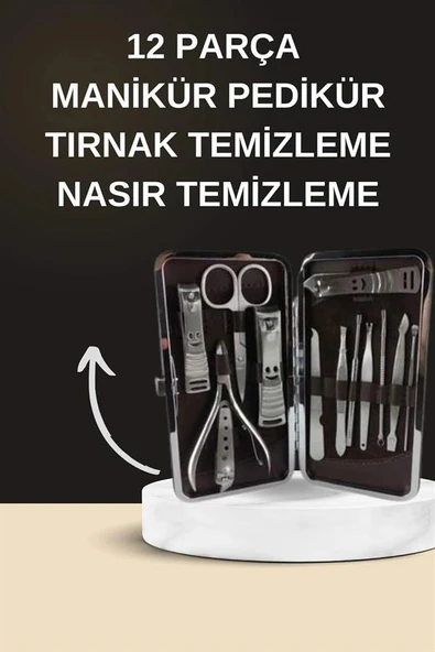 Elektrikli Manikür Pedikür Seti İkili Set 12 Parça Tırnak Bakımı Törpü Protez Çıkarma P202501S1411 ürün görseli 1