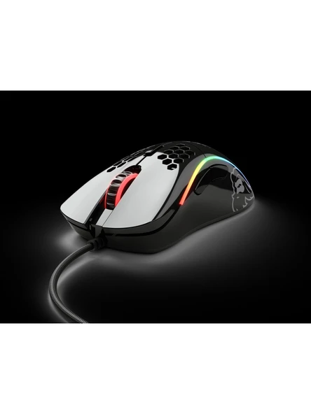 Glorious Model D GD-GBLACK Parlak Siyah RGB Ergonomik Optik Kablolu Oyuncu Mouse ürün görseli 1