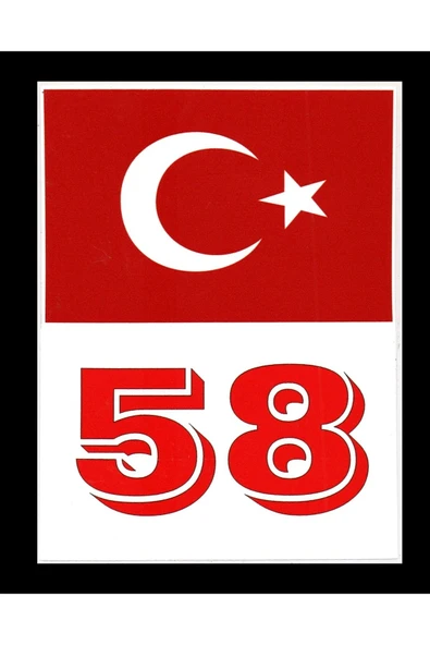 Türkiye Bayraklı Sivas 58 Plaka Kodu Ön Cam Sticker ürün görseli 1