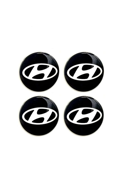 Hyundai Tasarım Damla Sticker Siyah Hyundai Jant Göbeği 5.5cm Uyumlu ürün görseli 1