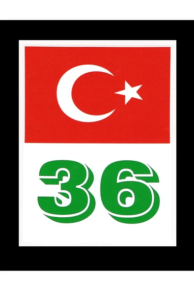 Türkiye Bayraklı Kars 36 Plaka Kodu Ön Cam Sticker ürün görseli 1