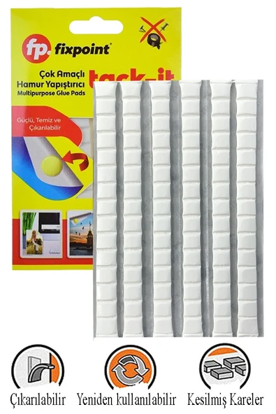 Hamur Yapıştırıcı Tack-it 50gr 1 Paket Fixpoint 65 Parça Macun Sakız Yapıştırıcı Takıt Çerçeve Afiş Duvar İz Bırakmaz ürün görseli 1