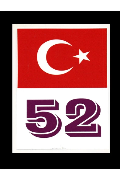 Türkiye Bayraklı Ordu 52 Plaka Kodu Ön Cam Sticker ürün görseli 1