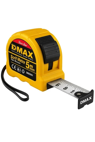 D-MAX 590E Şerit Metre 5 Mt X 19 Mm Sarı Siyah Renk Kombinasyonlu Kaliteli ürün görseli 1