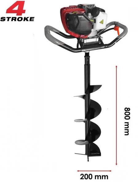 Gardenpro EA142 Toprak Burgu Makinası 4 Zamanlı Motor 200 mm ürün görseli 1