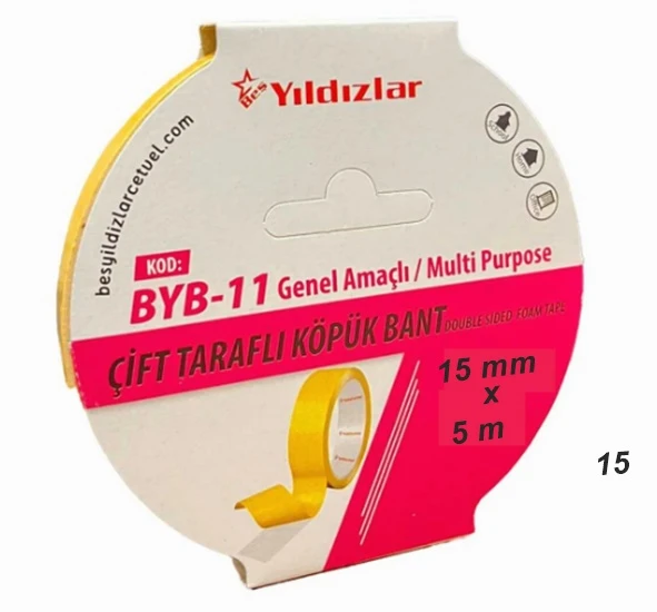 Yıldızlar Çift Taraflı Köpük Bant 15mmx5m - 4 adet ürün görseli 1