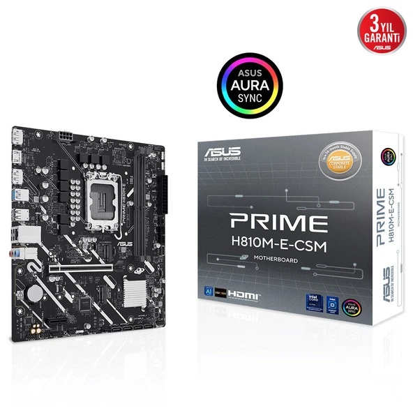 ASUS PRIME H810M-E-CSM DDR5 HDMI-DP PCIE 4.0 1851p mATX Kurumsal Anakart ürün görseli 1