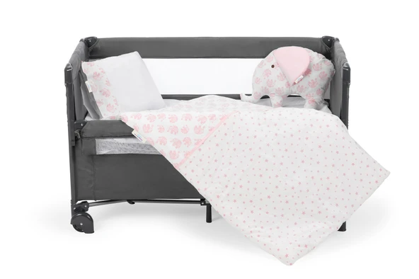 Sema Baby 6 Parça Lüks Park Yatak Bebek Uyku Seti - Pembe Fil ürün görseli 1