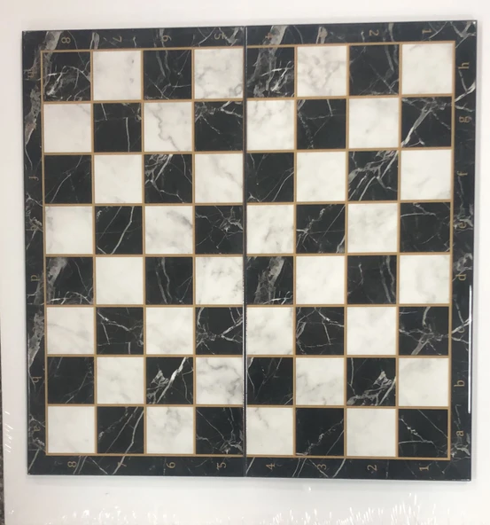 LEBRON Katlanır Ahşap Satranç Tahtası - Mermer Desenli (43x43 cm) ürün görseli 1