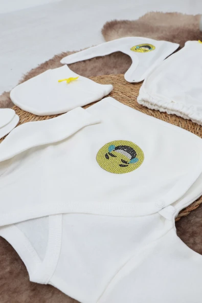 Sema Baby 5 Parça Gülen Surat Hastane Çıkışı Zıbın Seti 0-3 Ay ürün görseli 1