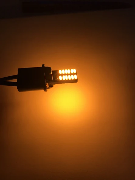 Çok Güçlü T10 Turuncu Dipsiz Led Ampul 24 Led Smd Canbus 12V ürün görseli 1
