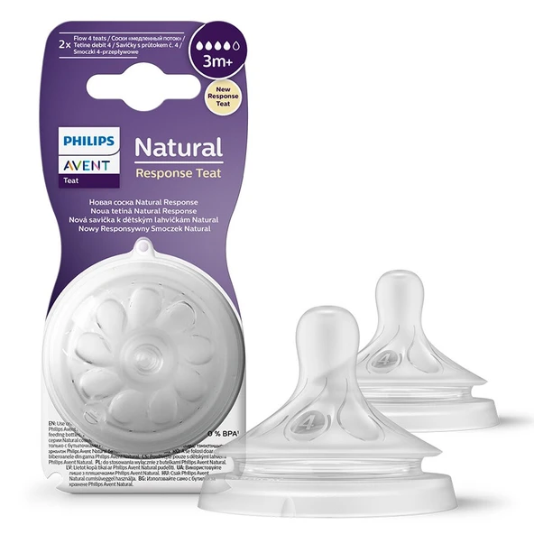 Philips Avent Natural Response 2'li Biberon Emziği, 4 Numara, 3 Ay+ ürün görseli 1