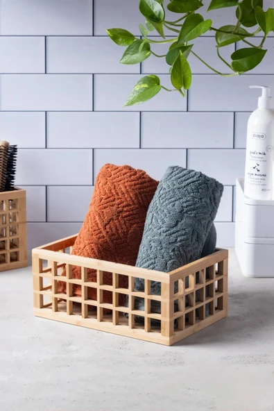 Bambu Organizer Büyük Dolap İçi Düzenleyici Sepet 18x26 cm ürün görseli 1
