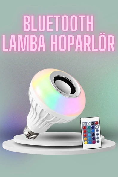 Kumandalı RGB Led Işık Bluetooth Hoparlör Ses Lambası Renkli Ampul P204487S4098 ürün görseli 1