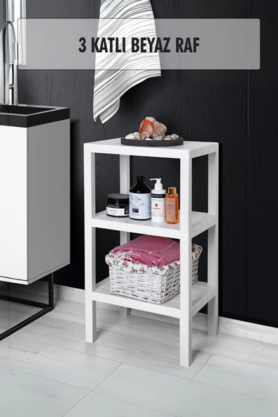 3 Katlı Beyaz Raf Kitaplık & Banyo Düzenleyicisi 73,5 cm ürün görseli 1