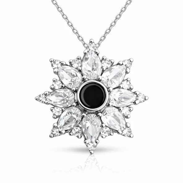 Gümüş 100 Dilde Seni Seviyorum Lotus Kadın Kolye ürün görseli 1