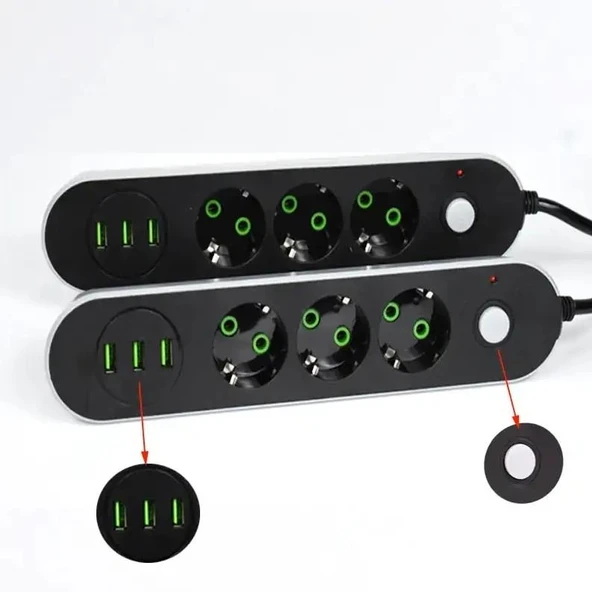 Zhltools 3 Usb Yuvalı 3lü Priz ürün görseli 1