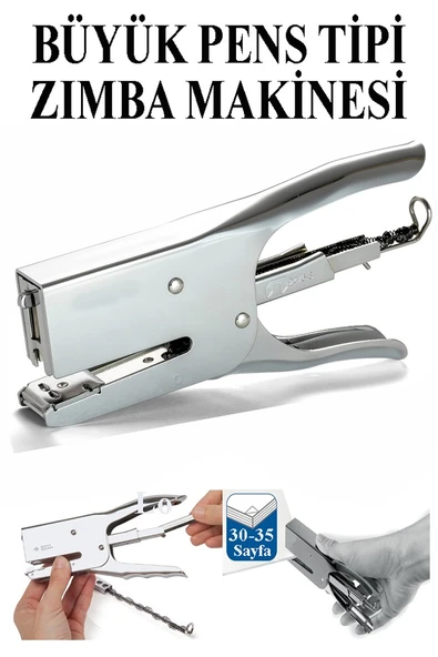 Pens Zımba Makinesi 24/6 1 Adet Norex Pens Tipi Çelik Büyük Zımba Makinası 30 35 Sayfa Ofis Büro Okul Öğrenci Büyük Boy ürün görseli 1