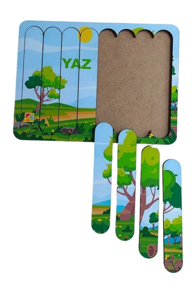 kayasan 4 Mevsim 4'lü Ahşap Stick Puzzle Set - Resim 4