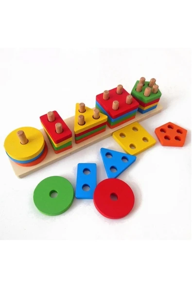 Wooden Toys 3mm Ahşap 5'li Geometri Geçirme ürün görseli 1