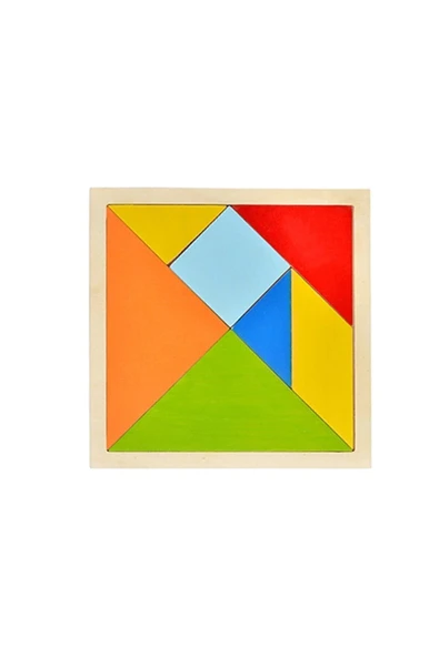 kayasan kids Eğitici Ahşap Renkli Tangram Yap Boz Zeka Oyunu ürün görseli 1