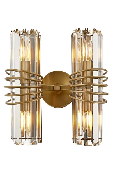 AVONNI AP-60398-2E Eskitme Kaplama Aplik E14 Metal Kristal 30x20cm ürün görseli 1