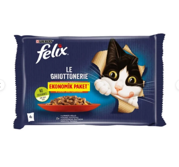 Felix Jöle İçinde Sığır Etli ve Tavuklu Yetişkin Kedi Konservesi 85gr (4’lü) ürün görseli 1