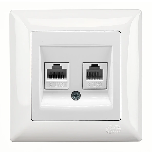 Günsan Visage Beyaz Data + Nümeris Telefon Prizi (RJ45 Cat6 + Cat3) ürün görseli 1