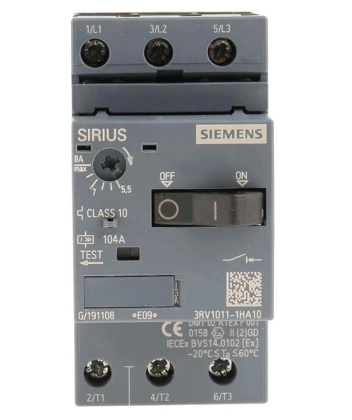 SİEMENS Sirius 5.5-8A Motor Koruma Şalteri Düğmeli (5.5 ile 8 Amper Arası Ayarlanabilir) ürün görseli 1