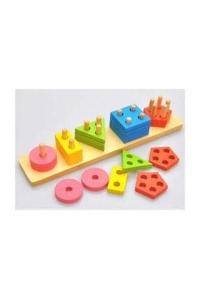 Wooden Toys 3mm Ahşap 5'li Geometri Geçirme ürün görseli 1