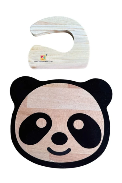 kayasan kids Panda Doğrama Tahtası ve Ahşap Bıçak ürün görseli 1