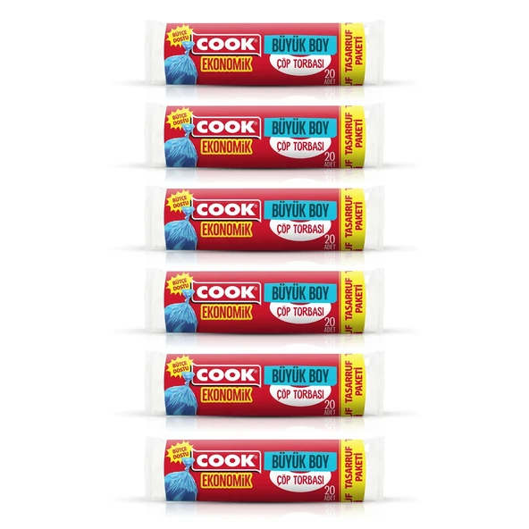 COOK Büyük Çöp Torbası 65*80 Cm 20 li x 6 Adet ürün görseli 1