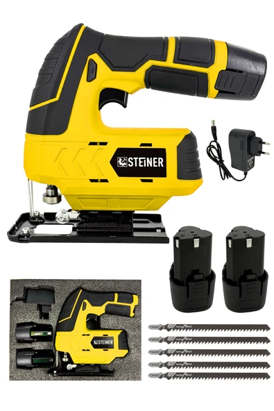 STEİNER Alman 12 V 3.0 Ah Li-ion Çift Akülü Şarjlı Dekupaj Testere Sarı ürün görseli 1