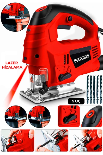 STEİNER Alman 4600 W Lazerli Sjs Metal Şanzuman 6 Kademe Devirli Pandül Ayarlı Dekupaj Testere Makinesi 5 Uç ürün görseli 1