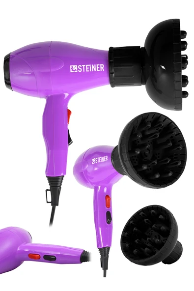 STEİNER Alman 3400 Watt Ac Motor Saç Kurutma Makinesi Professional Fön Makinesi + Difüzör + 2 Adet Başlık ürün görseli 1