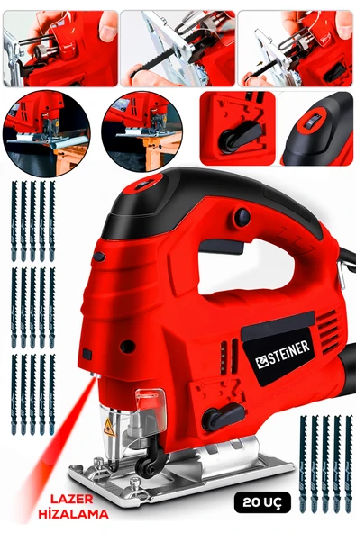 STEİNER Alman 4600 W Lazerli Sjs Metal Şanzuman 6 Kademe Devirli Pandül Ayarlı Dekupaj Testere Makinesi 20Uç ürün görseli 1