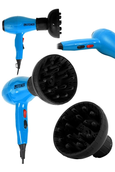 STEİNER Alman 3600 Watt Professional Saç Kurutma Makinesi Ac Motor Fön Makinesi + Difüzör + 2 Adet Başlık ürün görseli 1