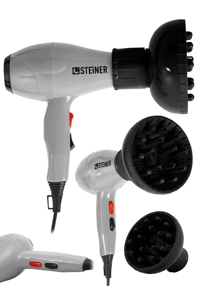 STEİNER Alman 3400 Watt Ac Motor Saç Kurutma Makinesi Professional Fön Makinesi + Difüzör + 2 Adet Başlık ürün görseli 1