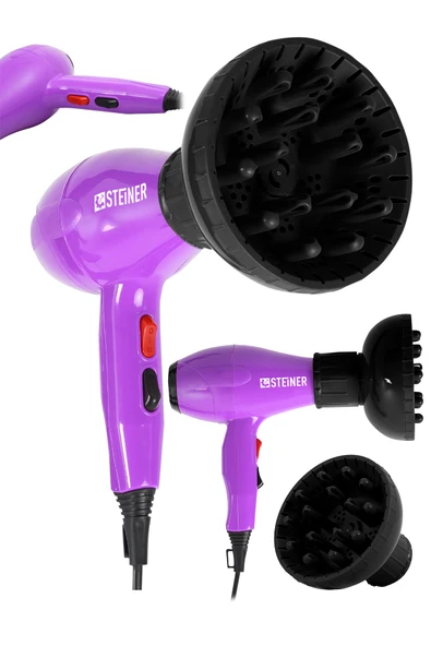 STEİNER Alman 3800 Watt Professional Saç Kurutma Makinesi Ac Motor Fön Makinesi + Difüzör + 2 Adet Başlık ürün görseli 1