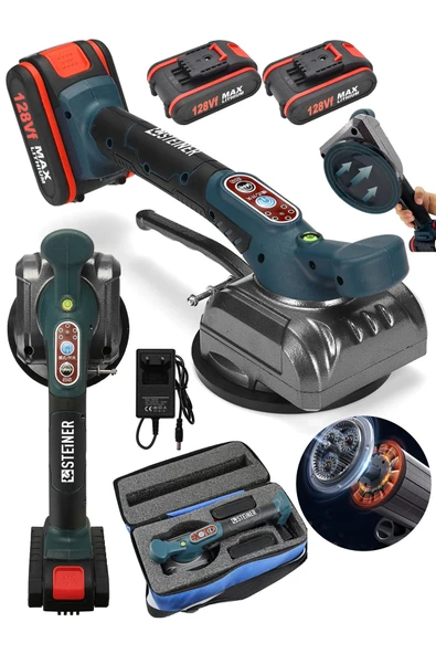 STEİNER Alman 128 VF Profesyonel Metal Şanzuman Çift Akülü Fayans Cam Karo Döşeme Vantuz Makinesi Çantalı ürün görseli 1