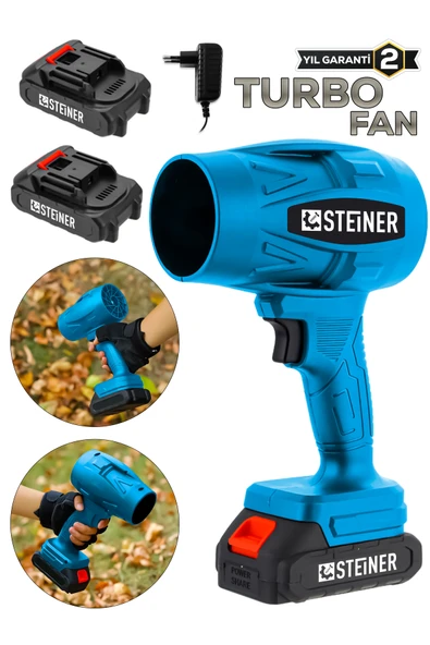 STEİNER 21 V 5 Ah Çift Akülü Şarjlı Akülü Jet Fan Üfleyici Toz Üfleyici Mangal Yakma Araba Kurutma Makinesi ürün görseli 1