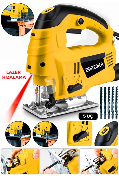 STEİNER Alman 4600 W Lazerli Sjs Metal Şanzuman 6 Kademe Devirli Pandül Ayarlı Dekupaj Testere Makinesi 5 Uç ürün görseli 1