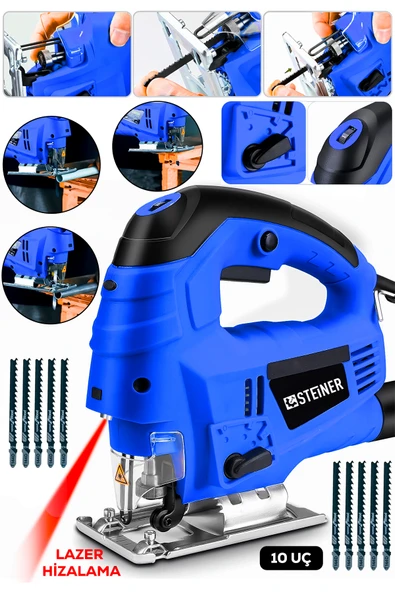 STEİNER Alman 4600 W Lazerli Sjs Metal Şanzuman 6 Kademe Devirli Pandül Ayarlı Dekupaj Testere Makinesi 10Uç ürün görseli 1