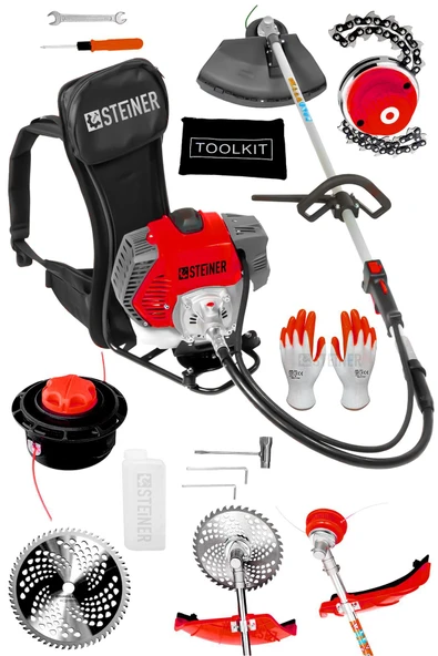 STEİNER Alman 16 Hp Tam Profesyonel Sırt Tipi Benzinli Tırpan Ot Çalı Çim Biçme Makinesi + Canavar Başlık ürün görseli 1