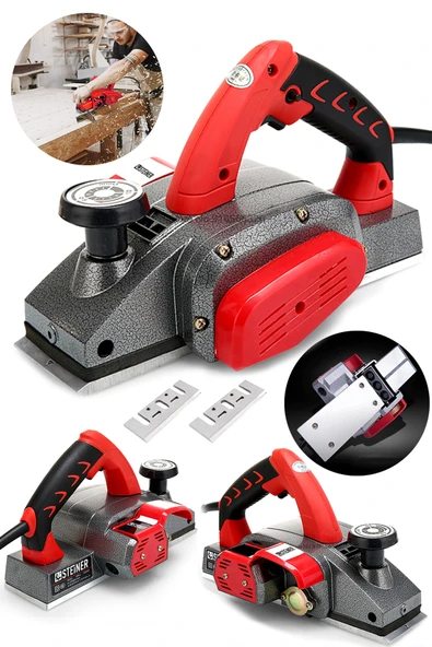 STEİNER Titan 4200 Watt Bakır Sargılı Metal Şanzuman Çift Bıçaklı Planya Rende Makinesi F12548 + 2 Bıçak ürün görseli 1
