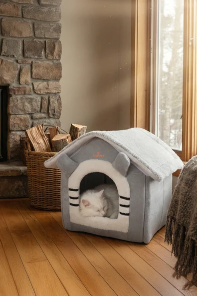 Peluş Kedi Ve Küçük Irk Köpek Evi, Minderli ürün görseli 1