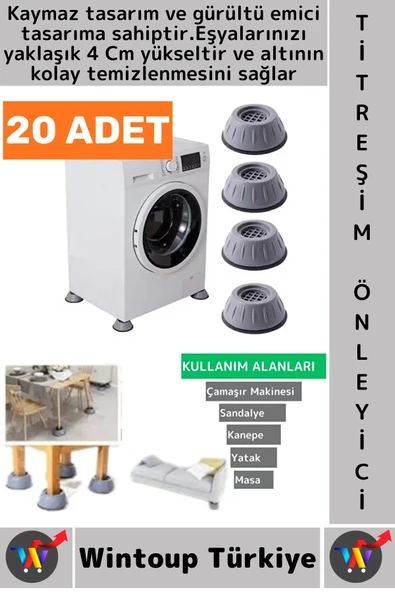 #TitreşimÖnleyici Kaydırmaz Ses Titreşim Önleyici Çamaşır Makinesi Mobilya Sabitleyici Ayak 20 Adet ürün görseli 1