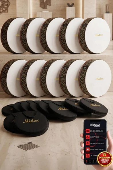 Midex BR-510X 10'lu Bendir Def Toptan Paket Akort Ayarlı EL Tutma Oyuklu Çantalı ürün görseli 1