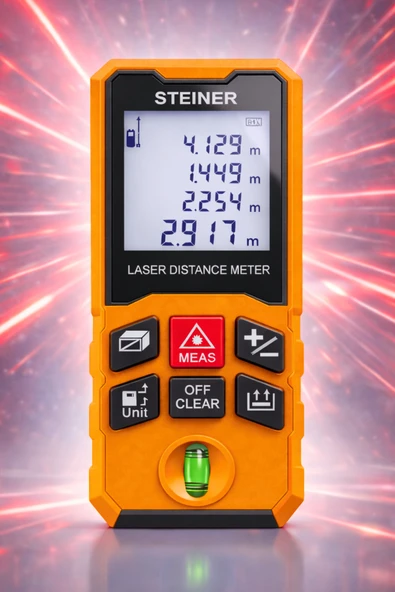 STEİNER Profesyonel 50 Metre Lazer Metre Dijital Göstergeli Lazer Mesafe Ölçer Turuncu ürün görseli 1