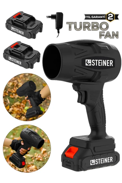STEİNER 21 V 5 Ah Çift Akülü Şarjlı Akülü Jet Fan Üfleyici Toz Üfleyici Mangal Yakma Araba Kurutma Makinesi ürün görseli 1
